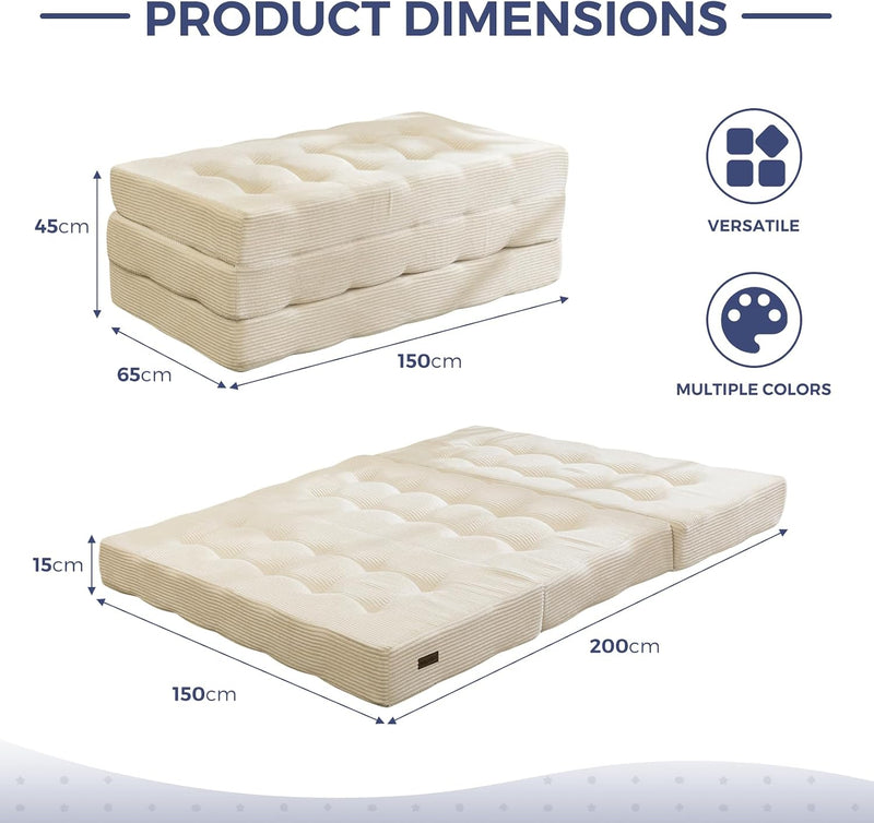 Folding Mattress Comfy Corduroy Foldable with Thicken