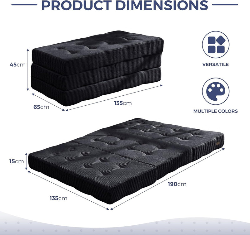 Folding Mattress Comfy Corduroy Foldable with Thicken