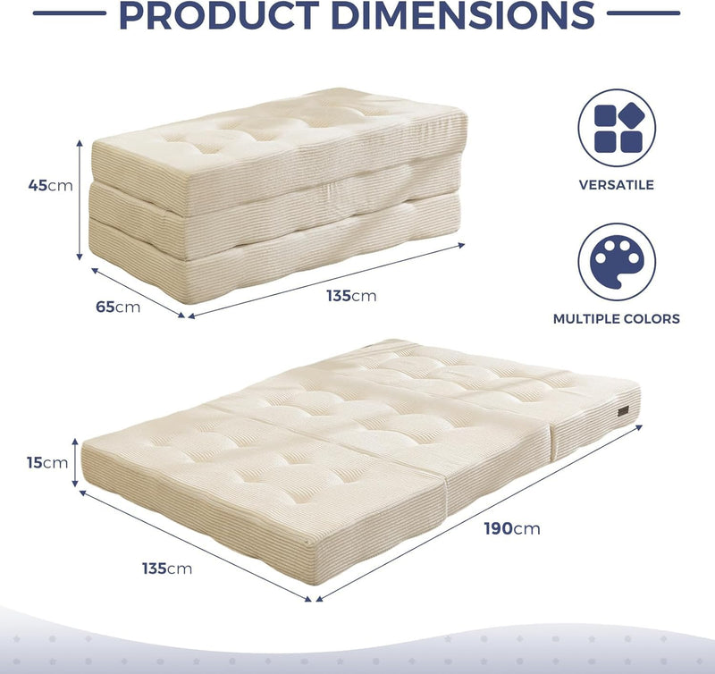 Folding Mattress Comfy Corduroy Foldable with Thicken