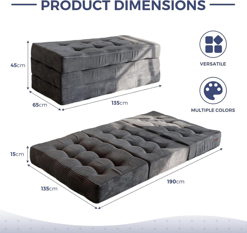 Folding Mattress Comfy Corduroy Foldable with Thicken