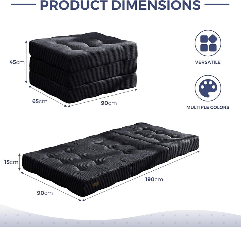 Folding Mattress Comfy Corduroy Foldable with Thicken