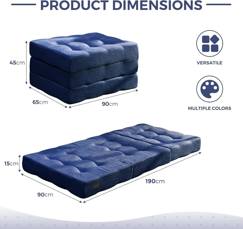 Folding Mattress Comfy Corduroy Foldable with Thicken