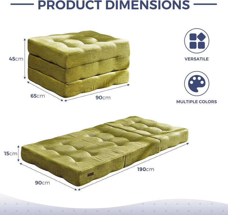Folding Mattress Comfy Corduroy Foldable with Thicken