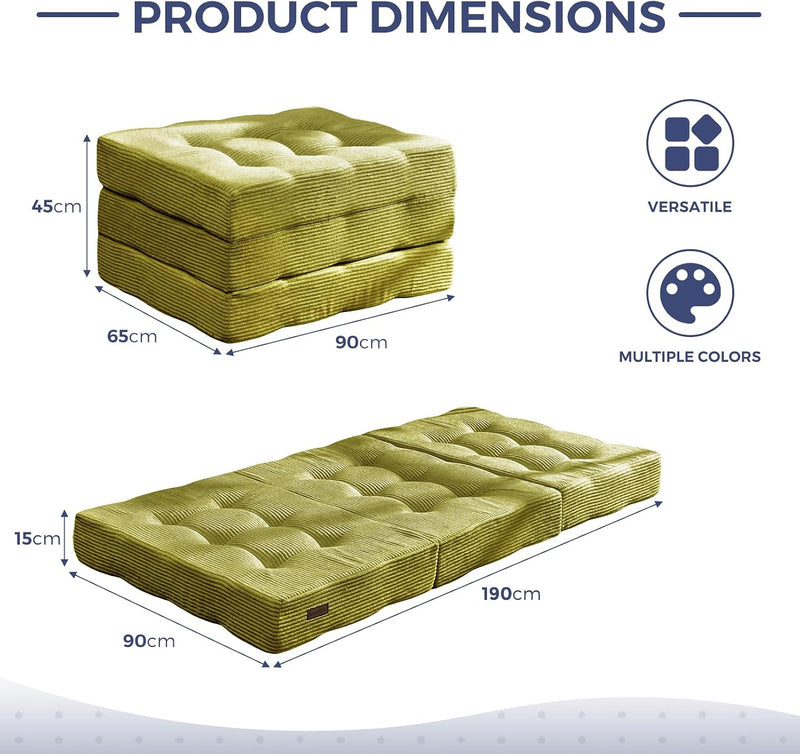 Folding Mattress Comfy Corduroy Foldable with Thicken