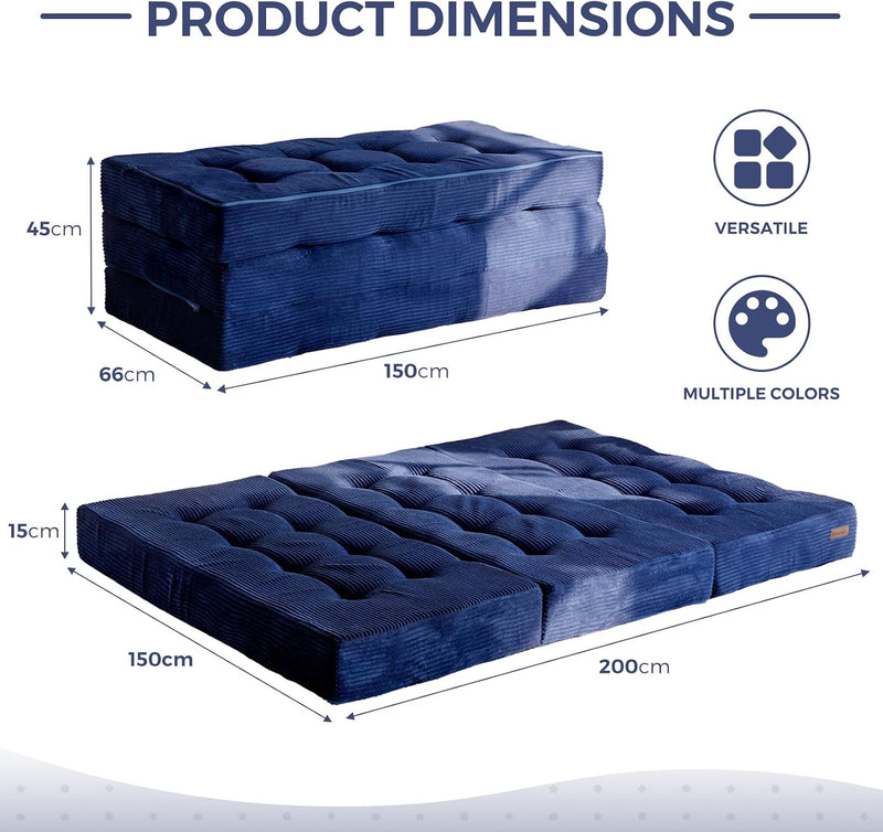 Folding Mattress Comfy Corduroy Foldable with Thicken