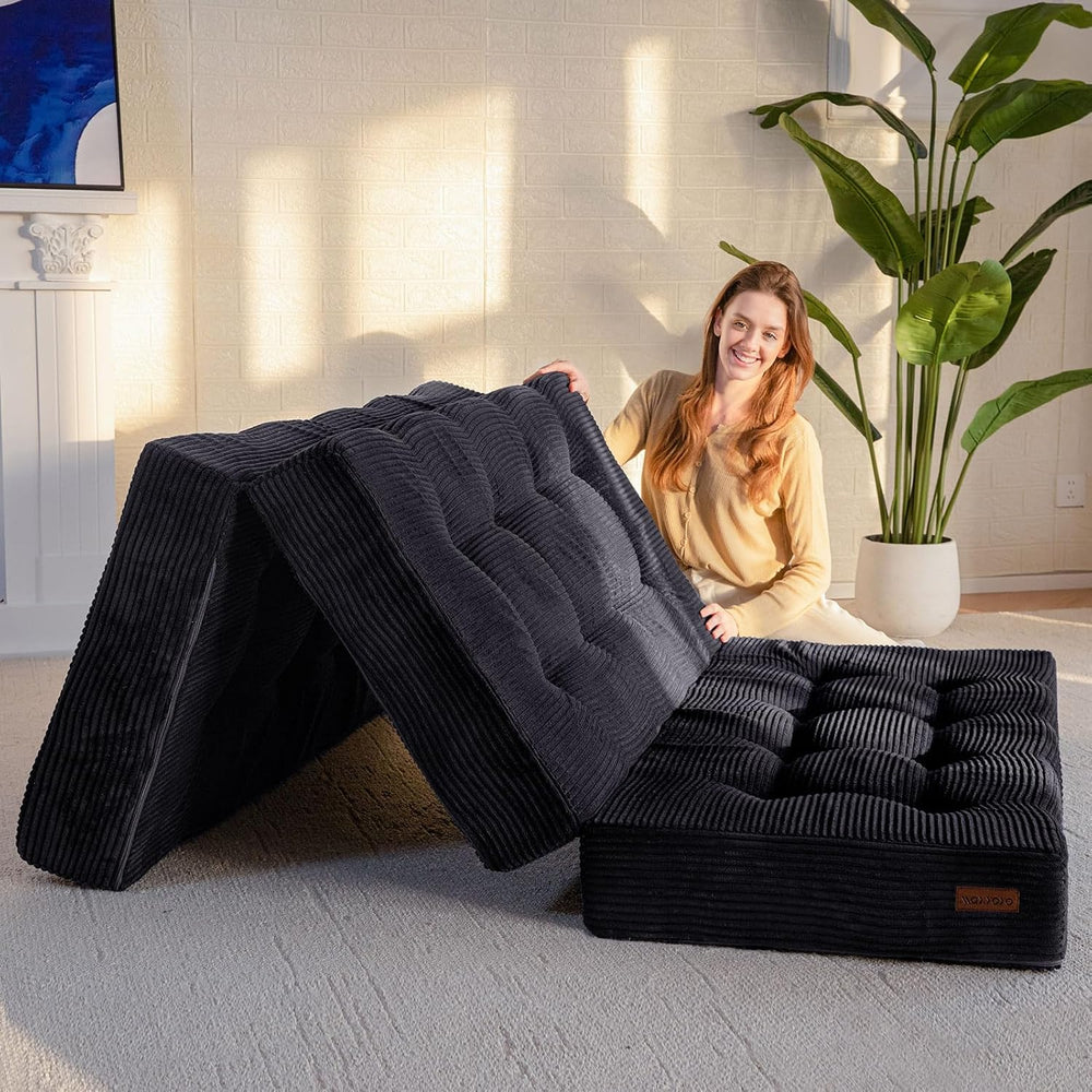 Folding Mattress Comfy Corduroy Foldable with Thicken