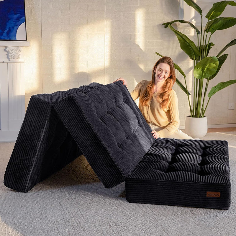 Folding Mattress Comfy Corduroy Foldable with Thicken