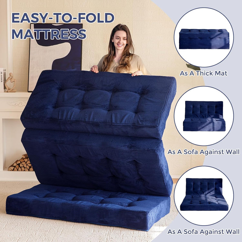 Folding Mattress Comfy Corduroy Foldable with Thicken