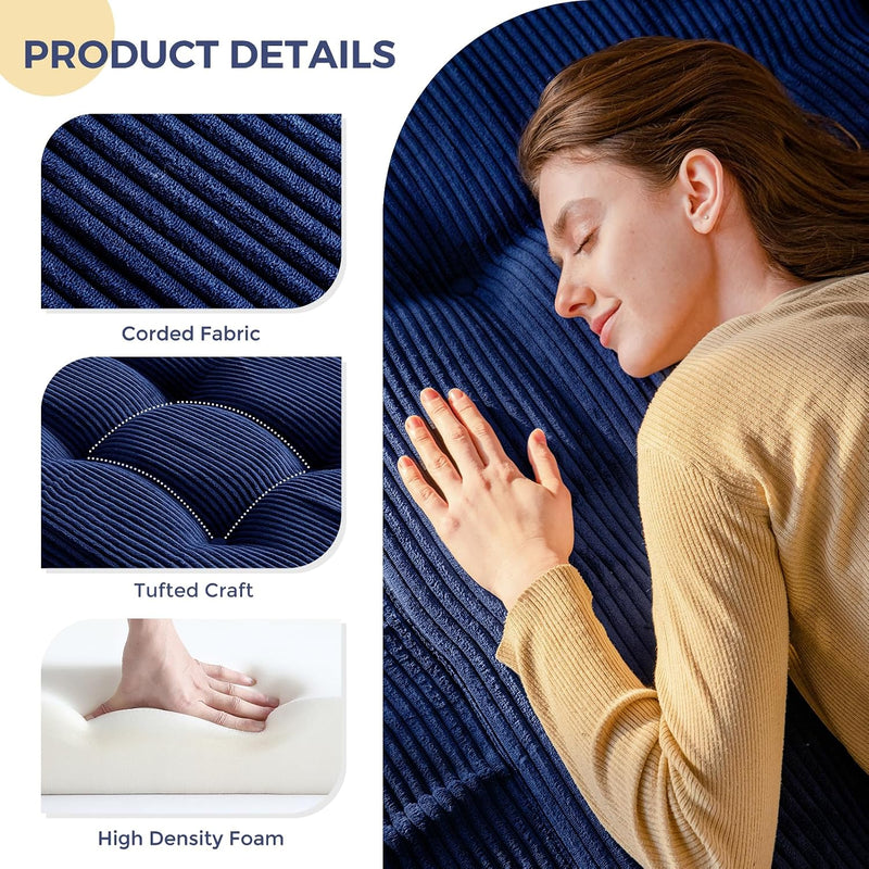 Folding Mattress Comfy Corduroy Foldable with Thicken