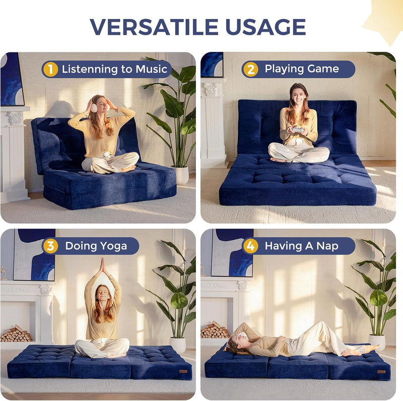 Folding Mattress Comfy Corduroy Foldable with Thicken