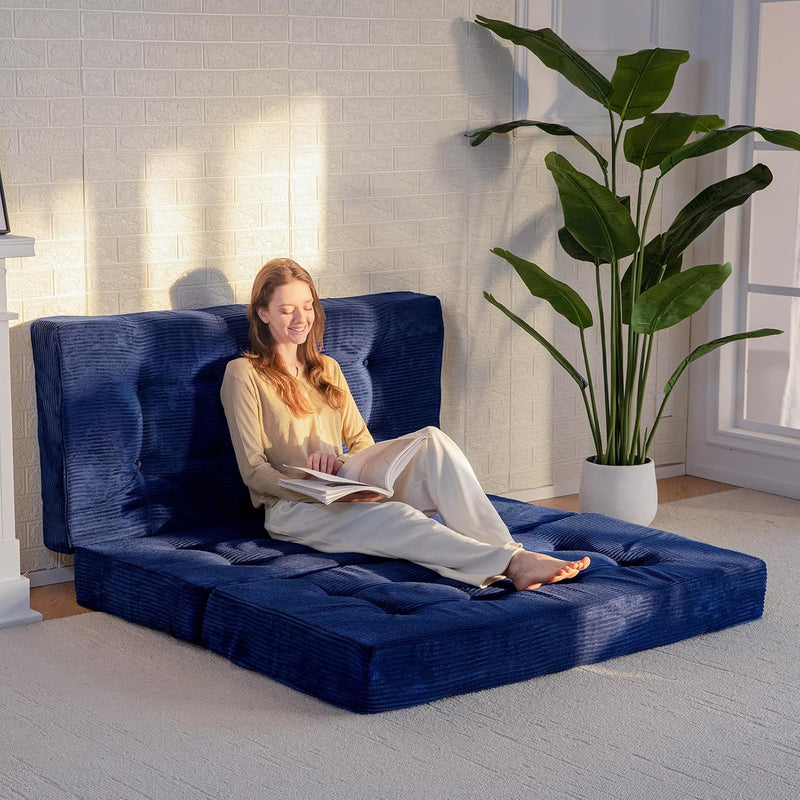 Folding Mattress Comfy Corduroy Foldable with Thicken