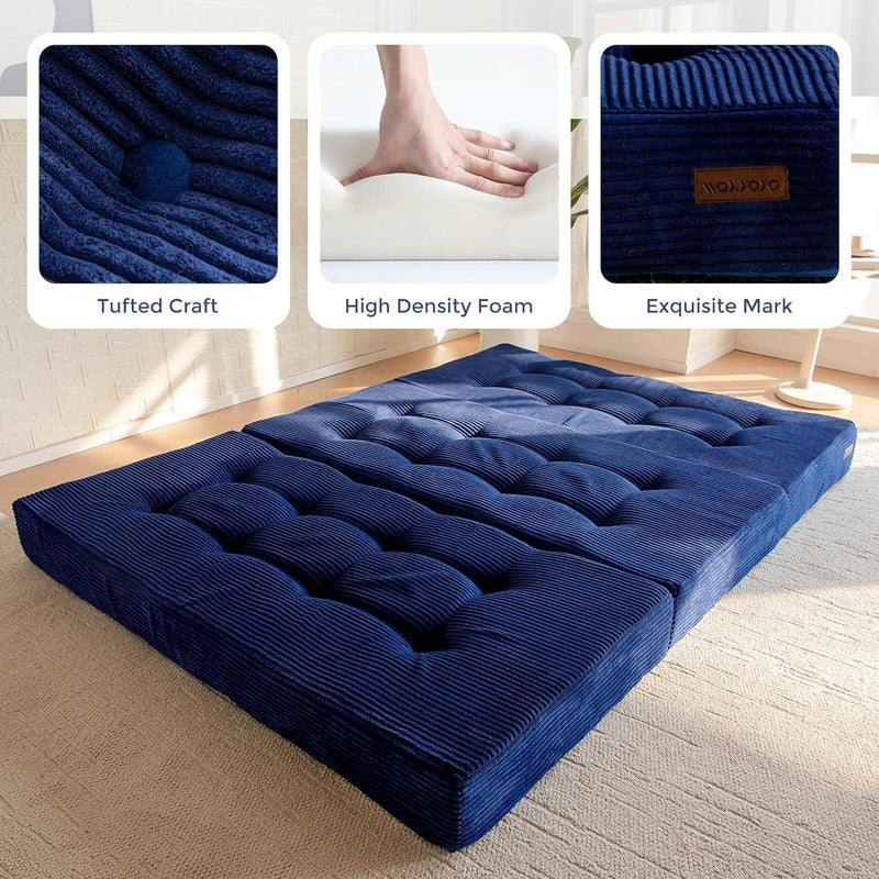 Folding Mattress Comfy Corduroy Foldable with Thicken
