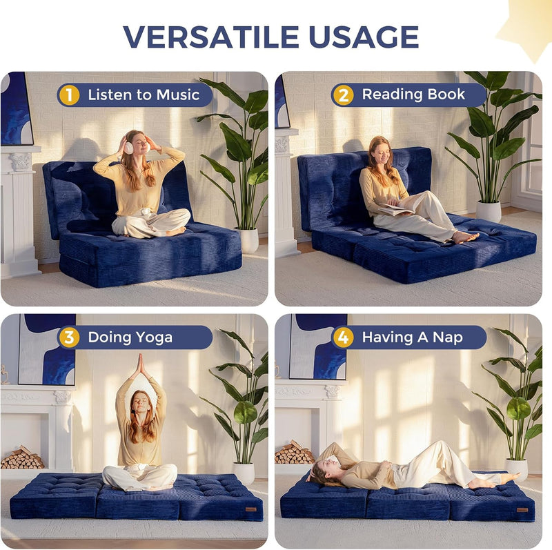Folding Mattress Comfy Corduroy Foldable with Thicken