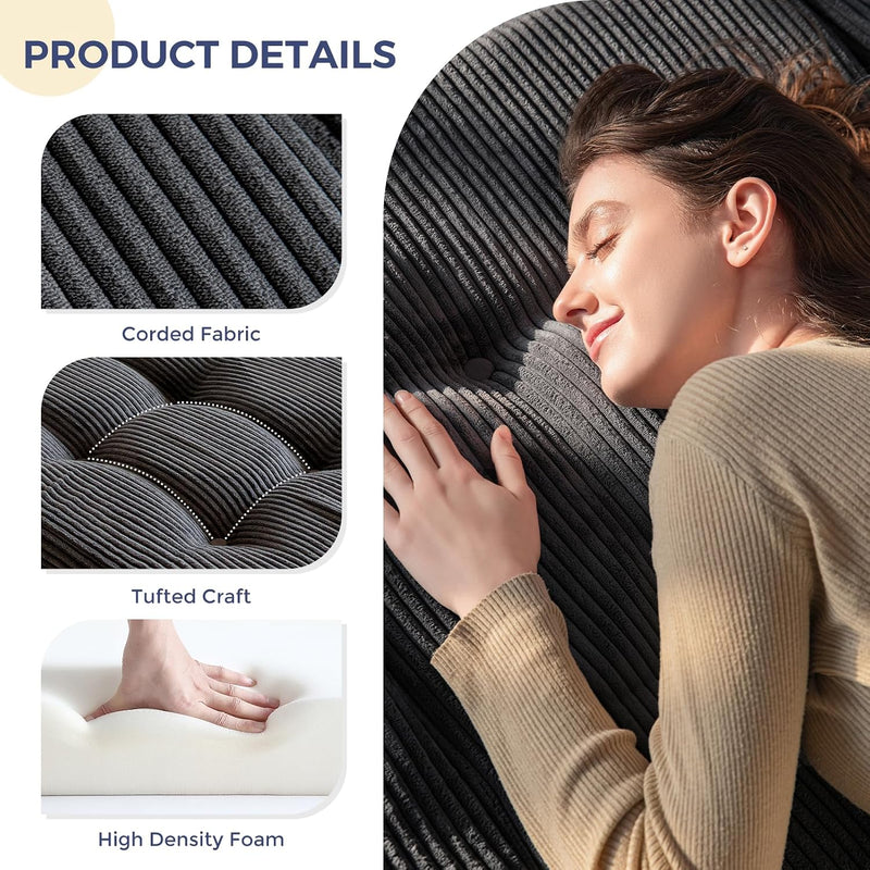 Folding Mattress Comfy Corduroy Foldable with Thicken