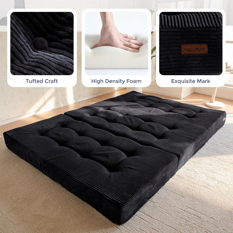 Folding Mattress Comfy Corduroy Foldable with Thicken