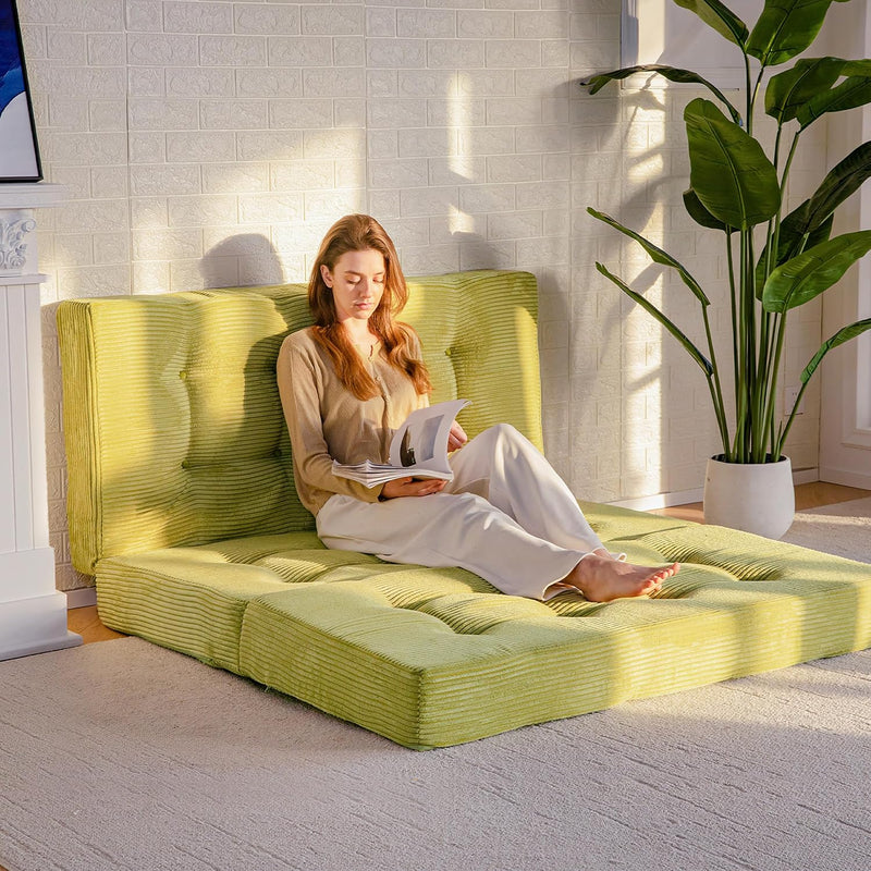 Folding Mattress Comfy Corduroy Foldable with Thicken