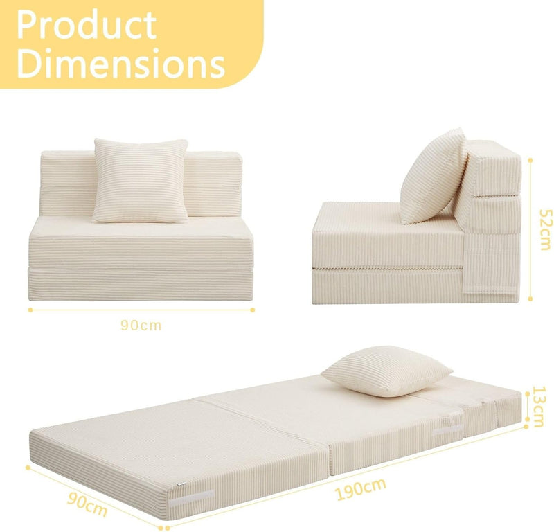 Folding Mattress Corduroy Fold Out Sofa Bed