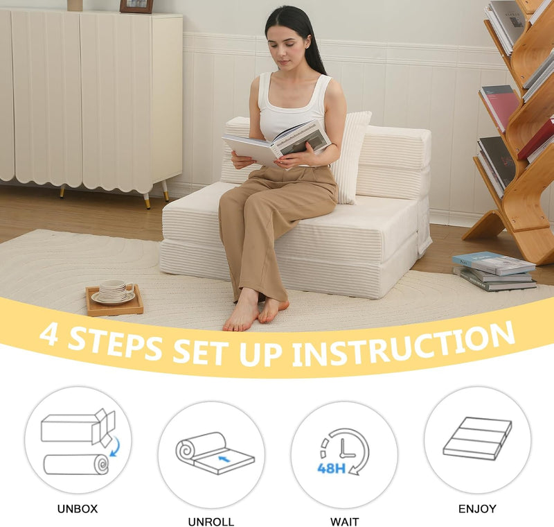 Folding Mattress Corduroy Fold Out Sofa Bed