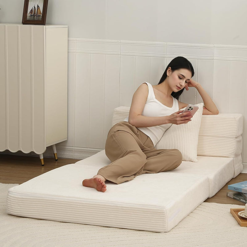 Folding Mattress Corduroy Fold Out Sofa Bed