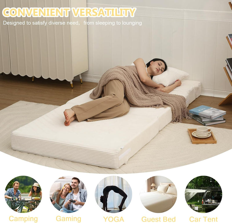 Folding Mattress Corduroy Fold Out Sofa Bed