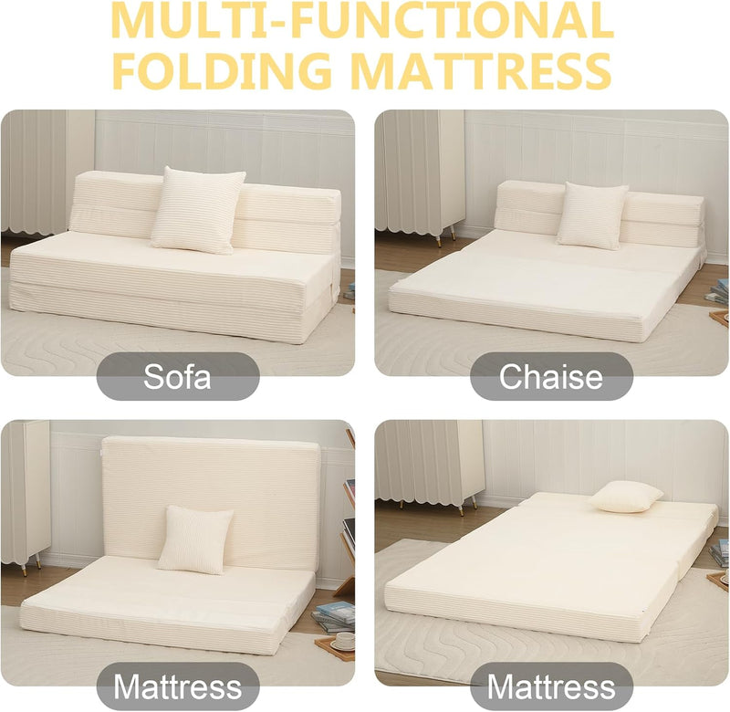 Folding Mattress Corduroy Fold Out Sofa Bed