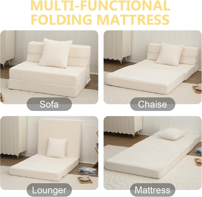 Folding Mattress Corduroy Fold Out Sofa Bed