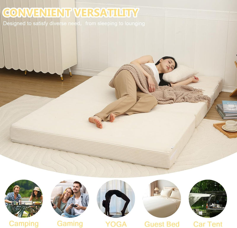 Folding Mattress Corduroy Fold Out Sofa Bed