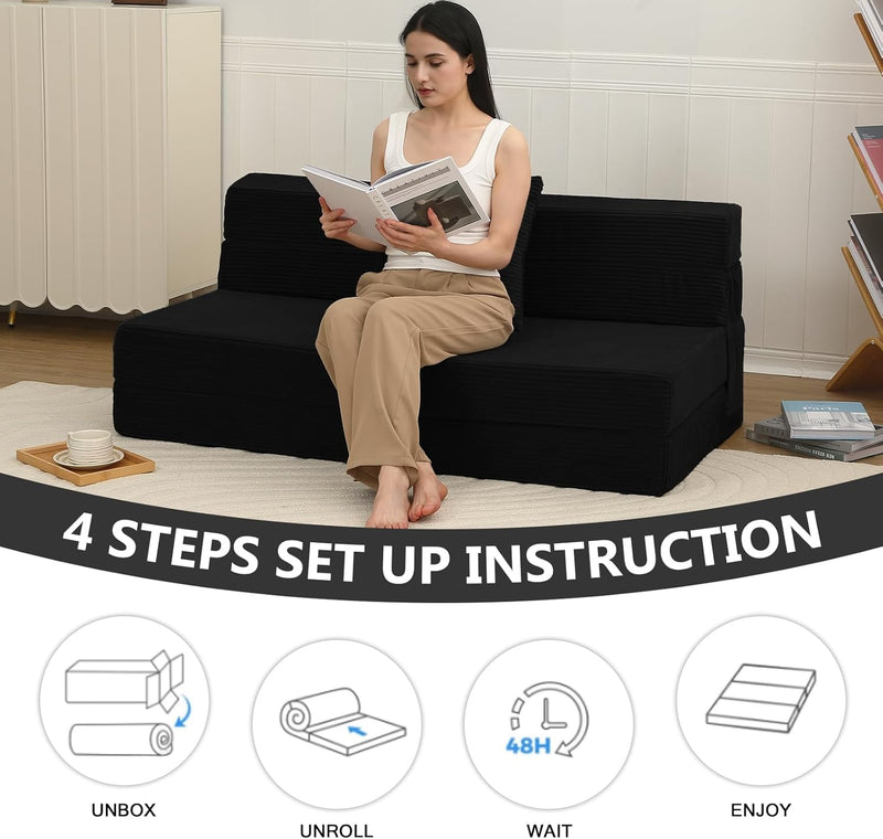 Folding Mattress Corduroy Fold Out Sofa Bed High