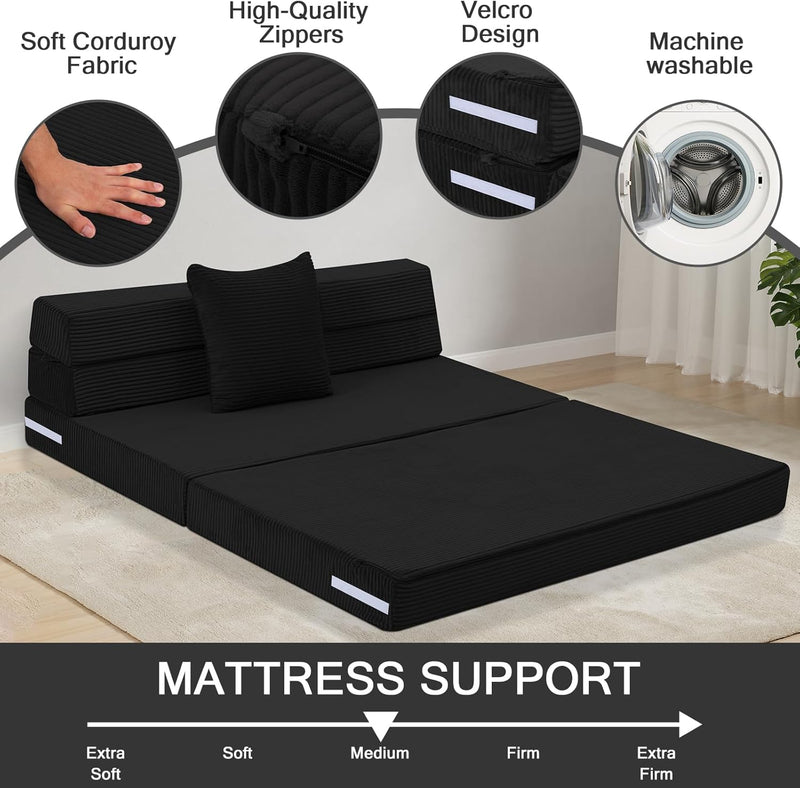Folding Mattress Corduroy Fold Out Sofa Bed High