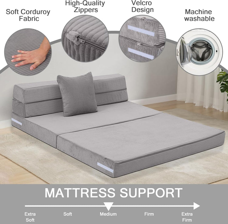 Folding Mattress Corduroy Fold Out Sofa Bed High