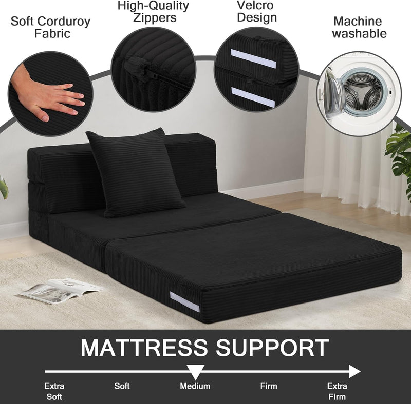 Folding Mattress Corduroy Fold Out Sofa Bed High