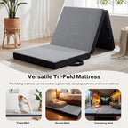 Folding Mattress Memory Foam Foldable Tri-Fold with Washable