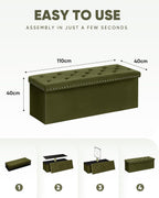 Folding Ottoman Bench Seat with Storage Extra Large