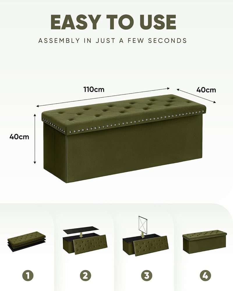 Folding Ottoman Bench Seat with Storage Extra Large