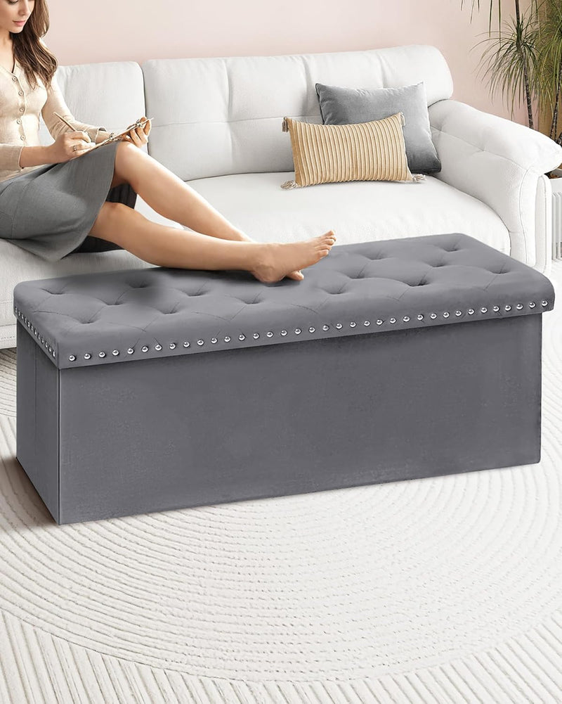 Folding Ottoman Bench Seat with Storage Extra Large
