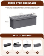 Folding Ottoman Bench Seat with Storage Extra Large