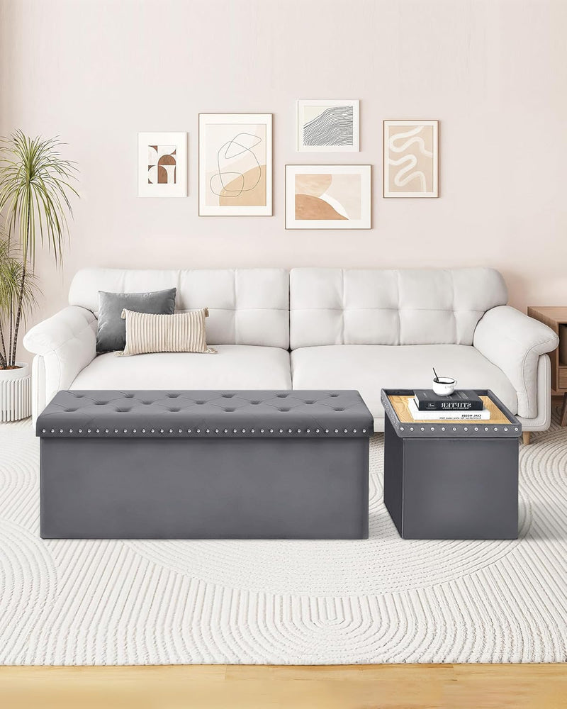 Folding Ottoman Bench Seat with Storage Extra Large
