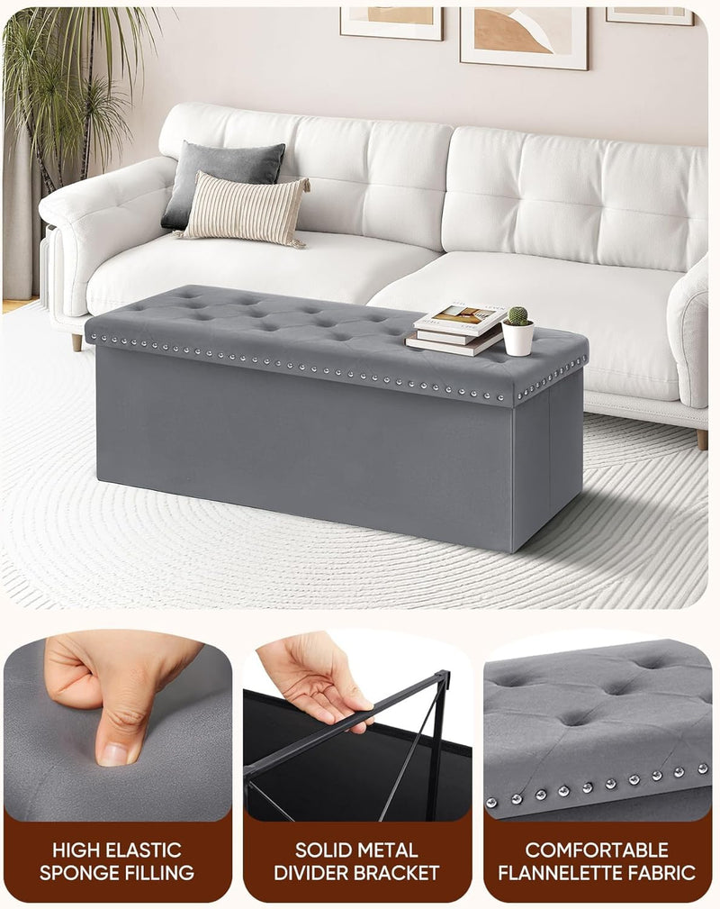 Folding Ottoman Bench Seat with Storage Extra Large