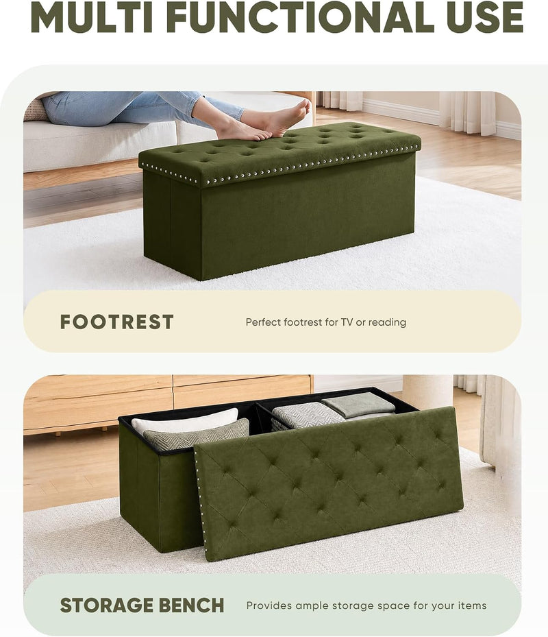Folding Ottoman Bench Seat with Storage Extra Large