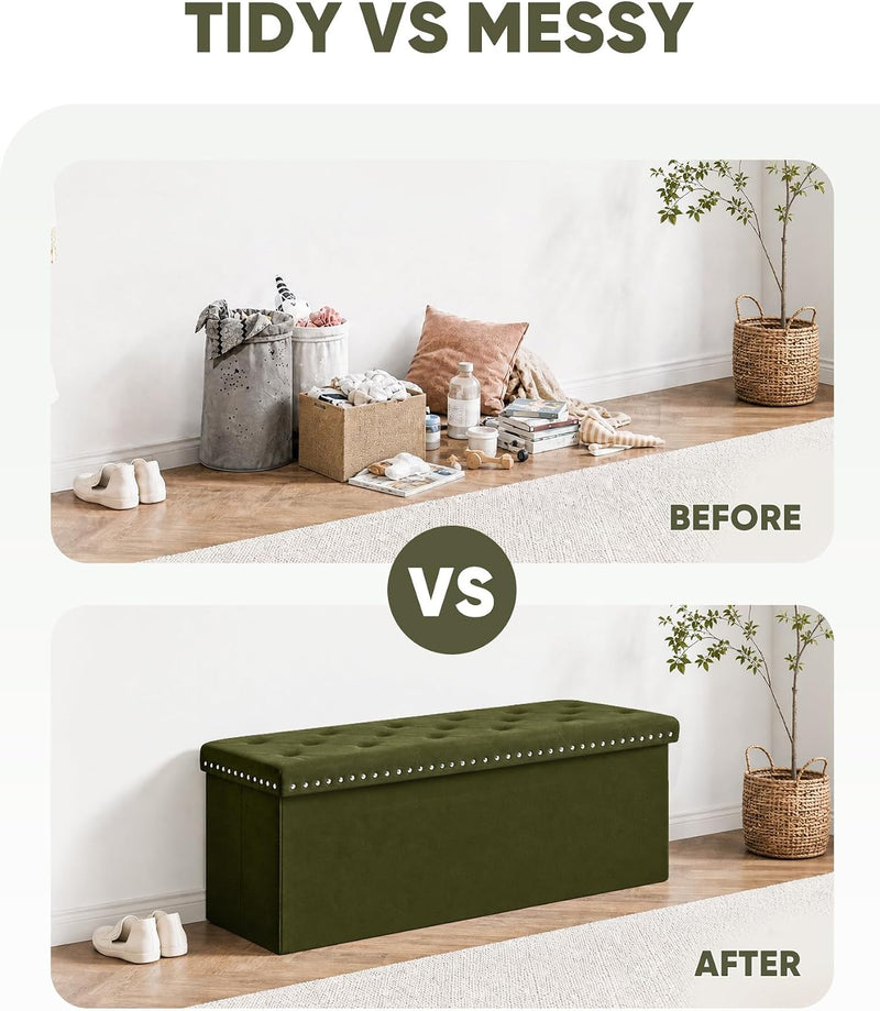 Folding Ottoman Bench Seat with Storage Extra Large