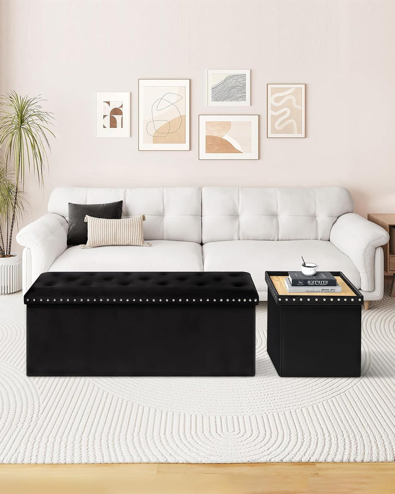 Folding Ottoman Bench Seat with Storage Extra Large