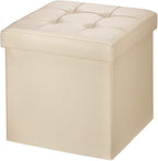 Folding Ottoman Bench Storage Box with Lid Large