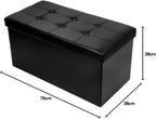 Folding Ottoman Bench Storage Box with Lid Large