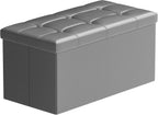 Folding Ottoman Bench Storage Box with Lid Large