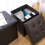 Folding Ottoman Bench Storage Box with Lid Large