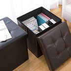 Folding Ottoman Bench Storage Box with Lid Large