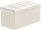 Folding Ottoman Bench Storage Box with Lid Large