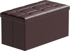 Folding Ottoman Bench Storage Box with Lid Large
