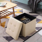 Folding Ottoman Bench Storage Box with Lid Large