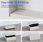 Folding Ottoman Bench Storage Box with Lid Large